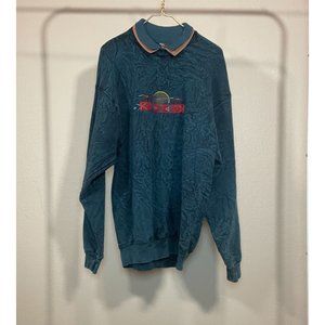 Rare Vintage Out West Double Collared Tye-Die Embroidered Crewneck